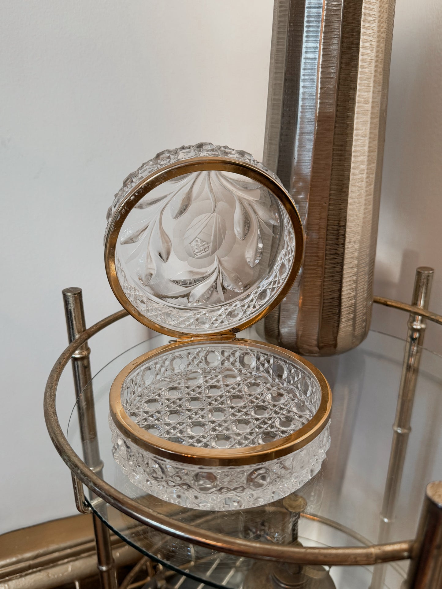 Crystal & Brass French Lidded Trinket Box