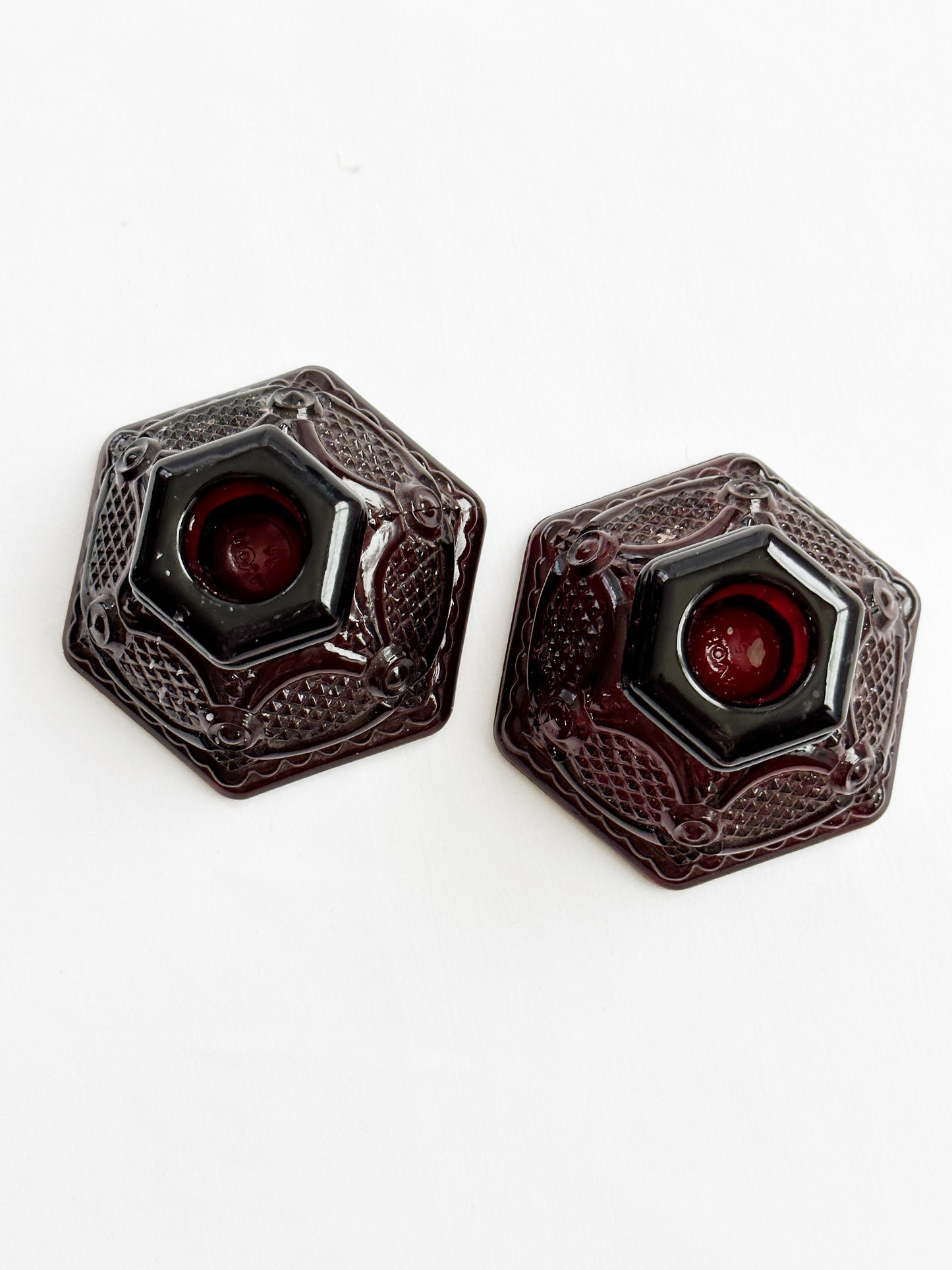 Red Glass Candle Holders