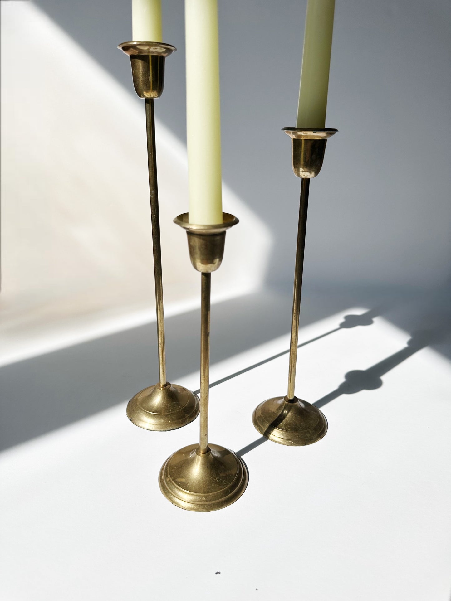 3 Piece Brass Candlestick Set