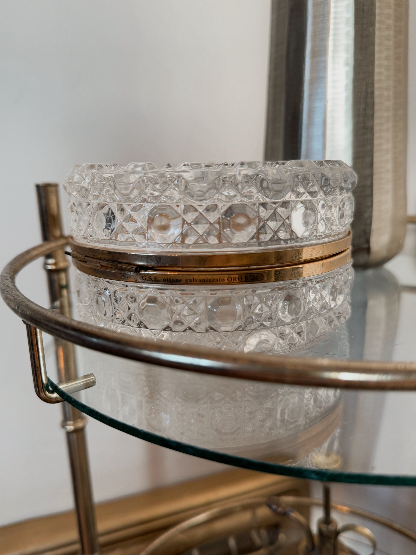 Crystal & Brass French Lidded Trinket Box