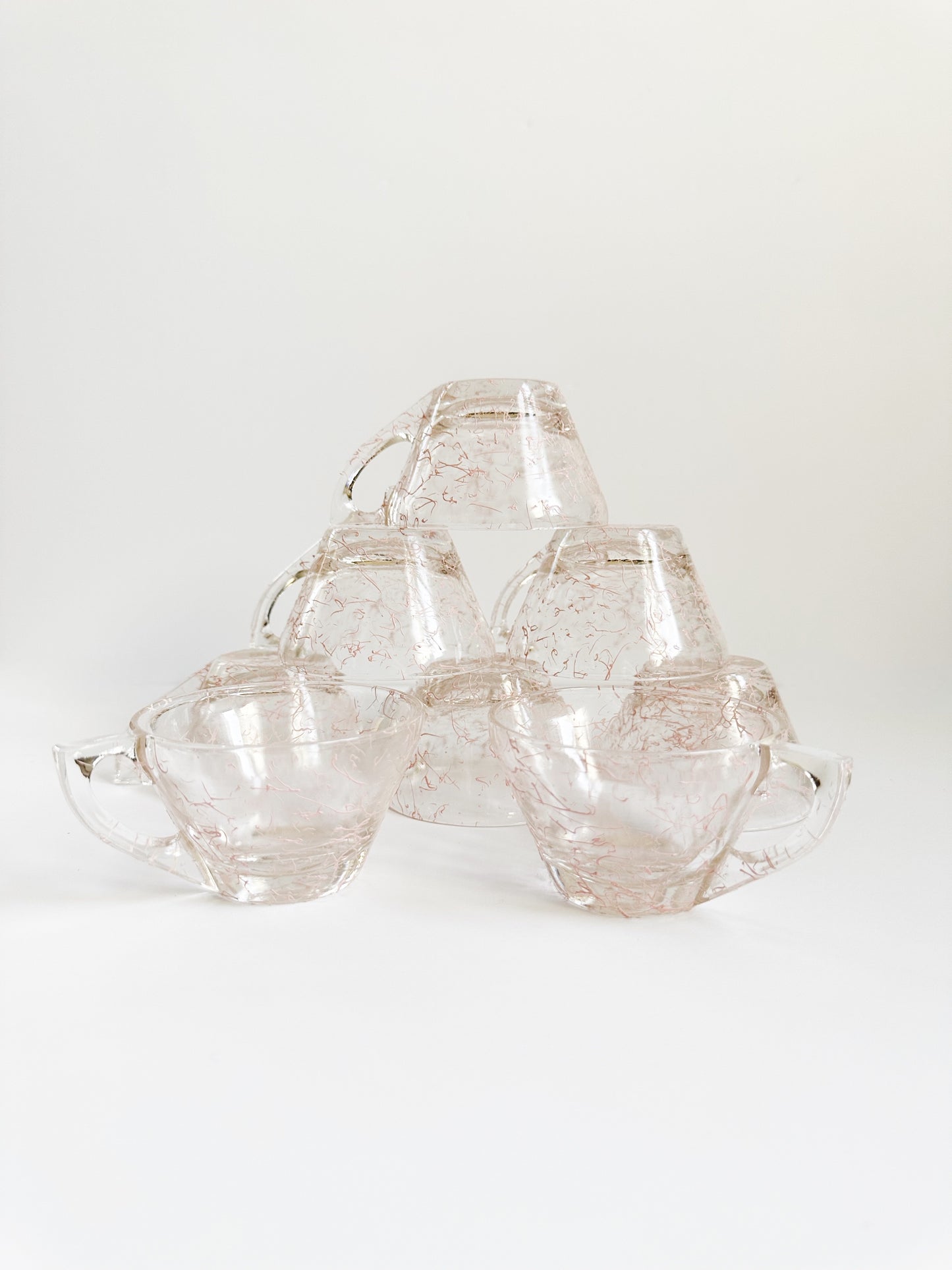 Pink Glass Teacup Set
