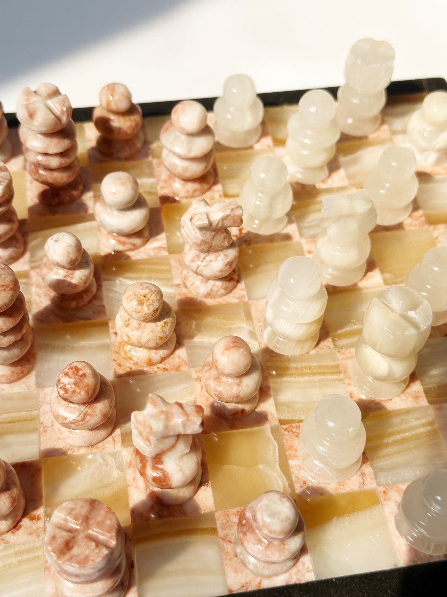 Pink & White Marble Chess Set