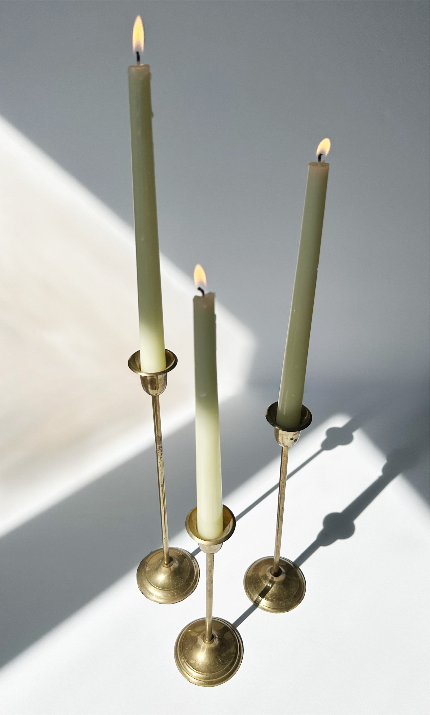 3 Piece Brass Candlestick Set