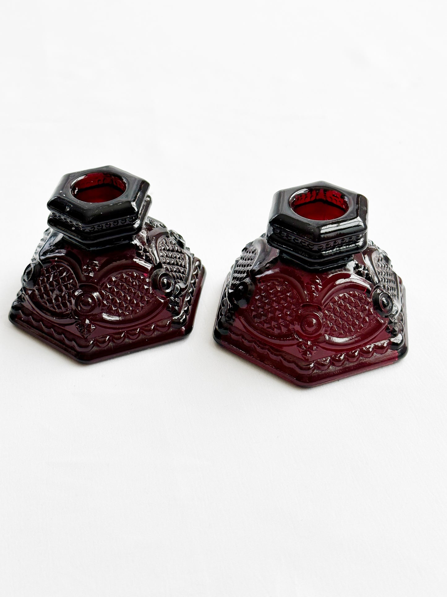 Red Glass Candle Holders