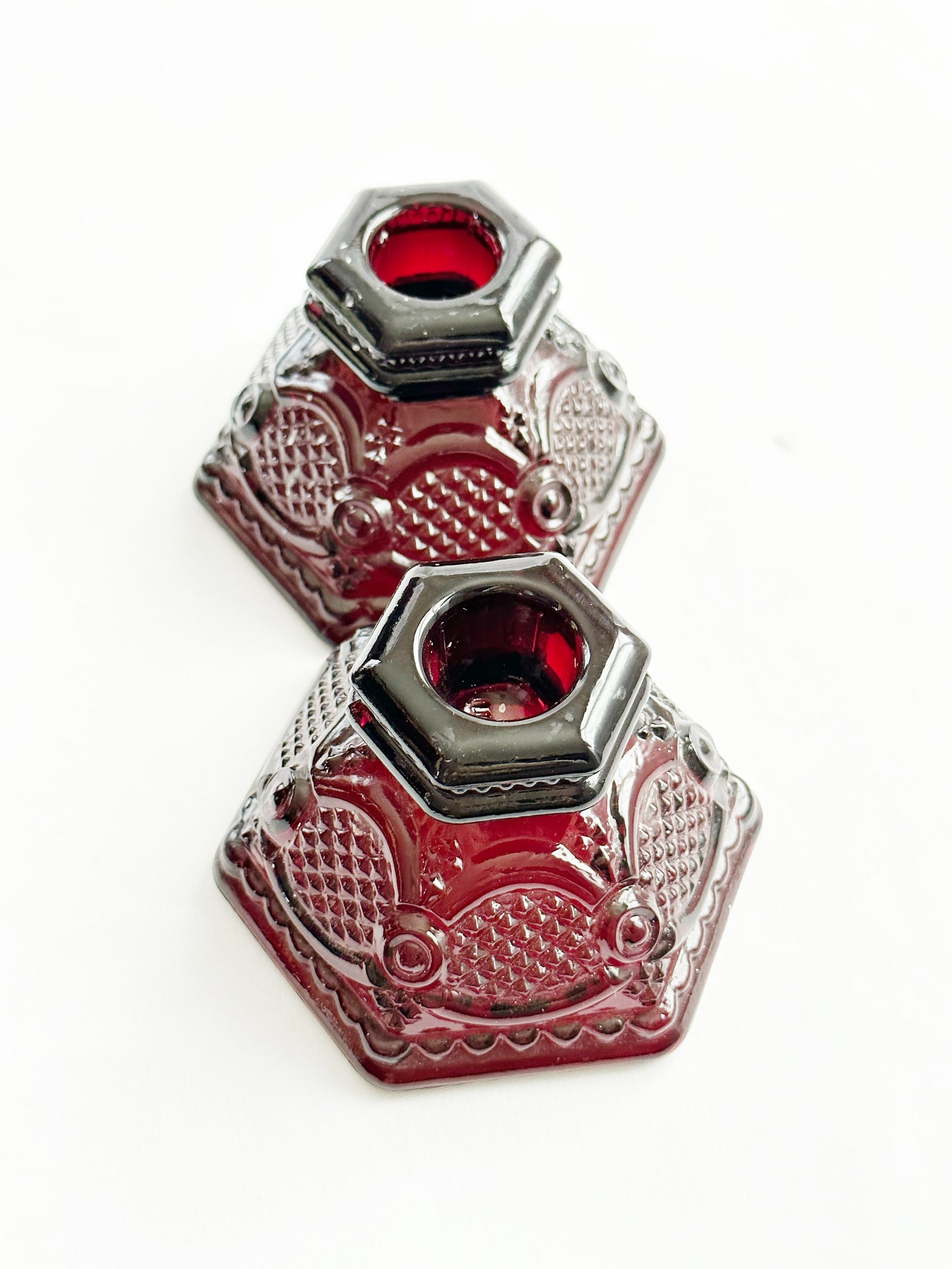 Red Glass Candle Holders