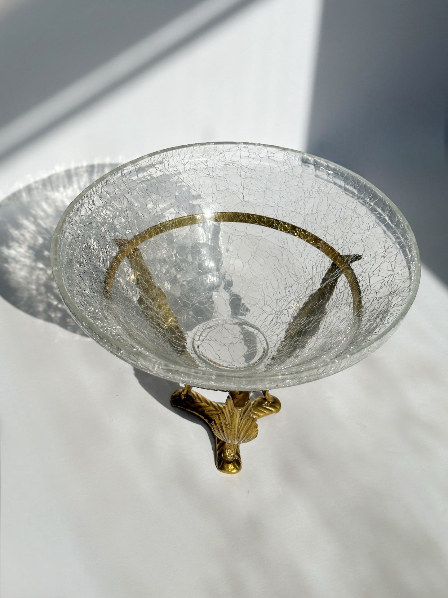 Brass Feather Glass Bowl