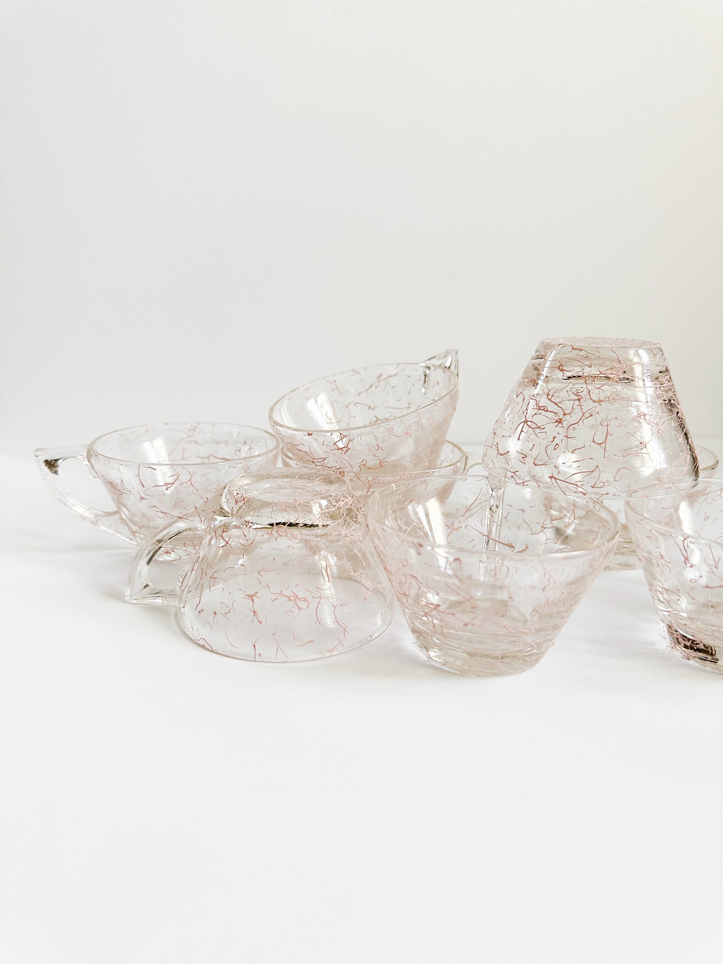 Pink Glass Teacup Set