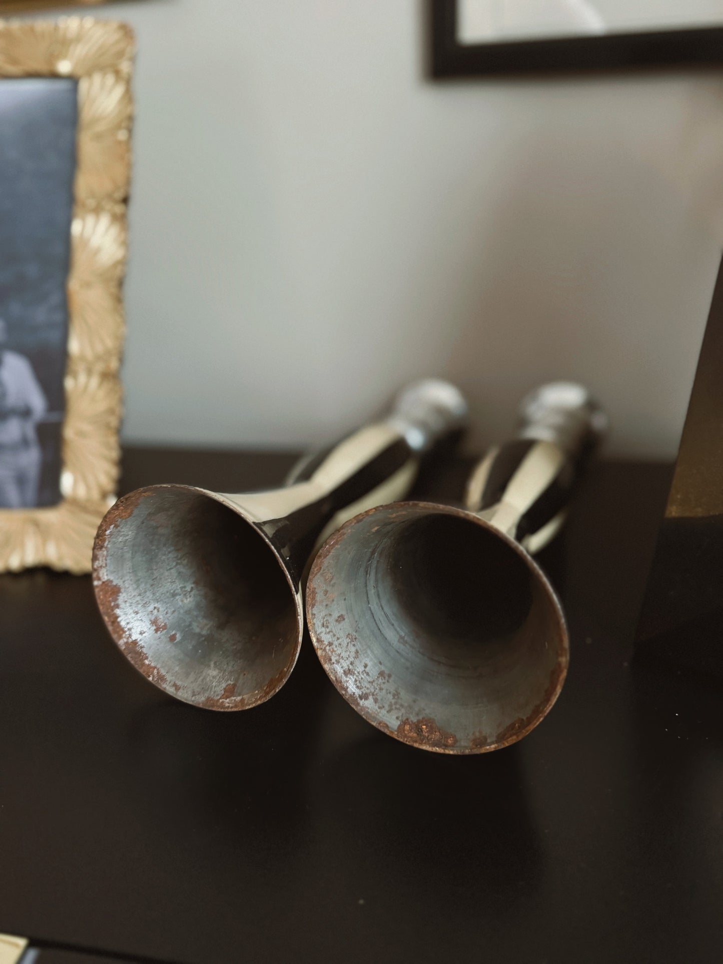Black & White Striped Candle Holders