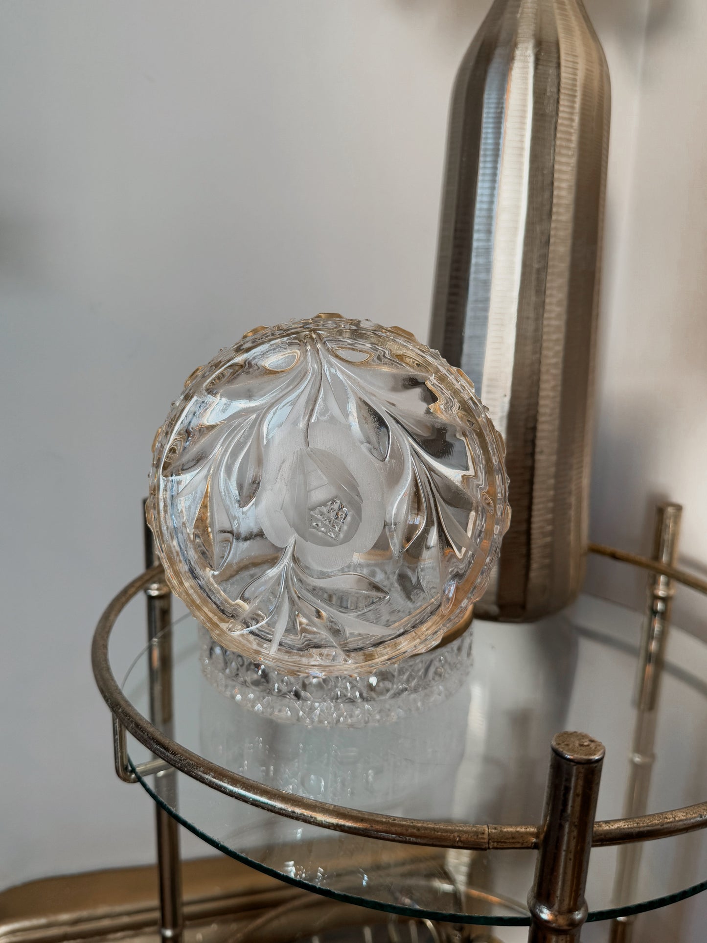 Crystal & Brass French Lidded Trinket Box