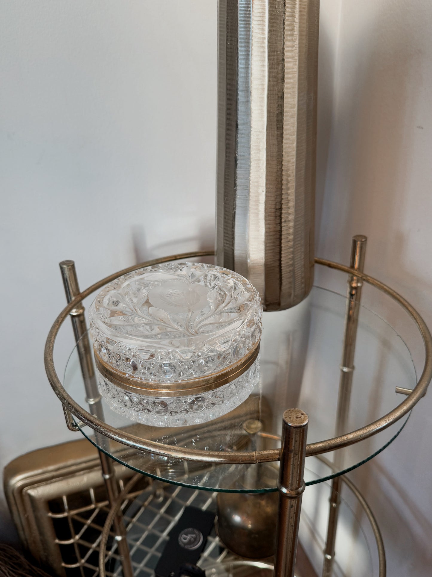 Crystal & Brass French Lidded Trinket Box