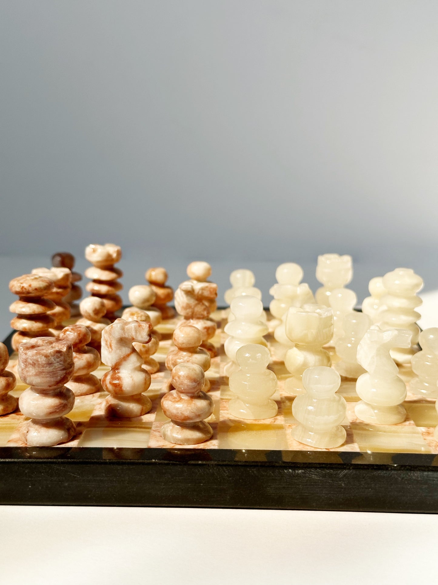 Pink & White Marble Chess Set