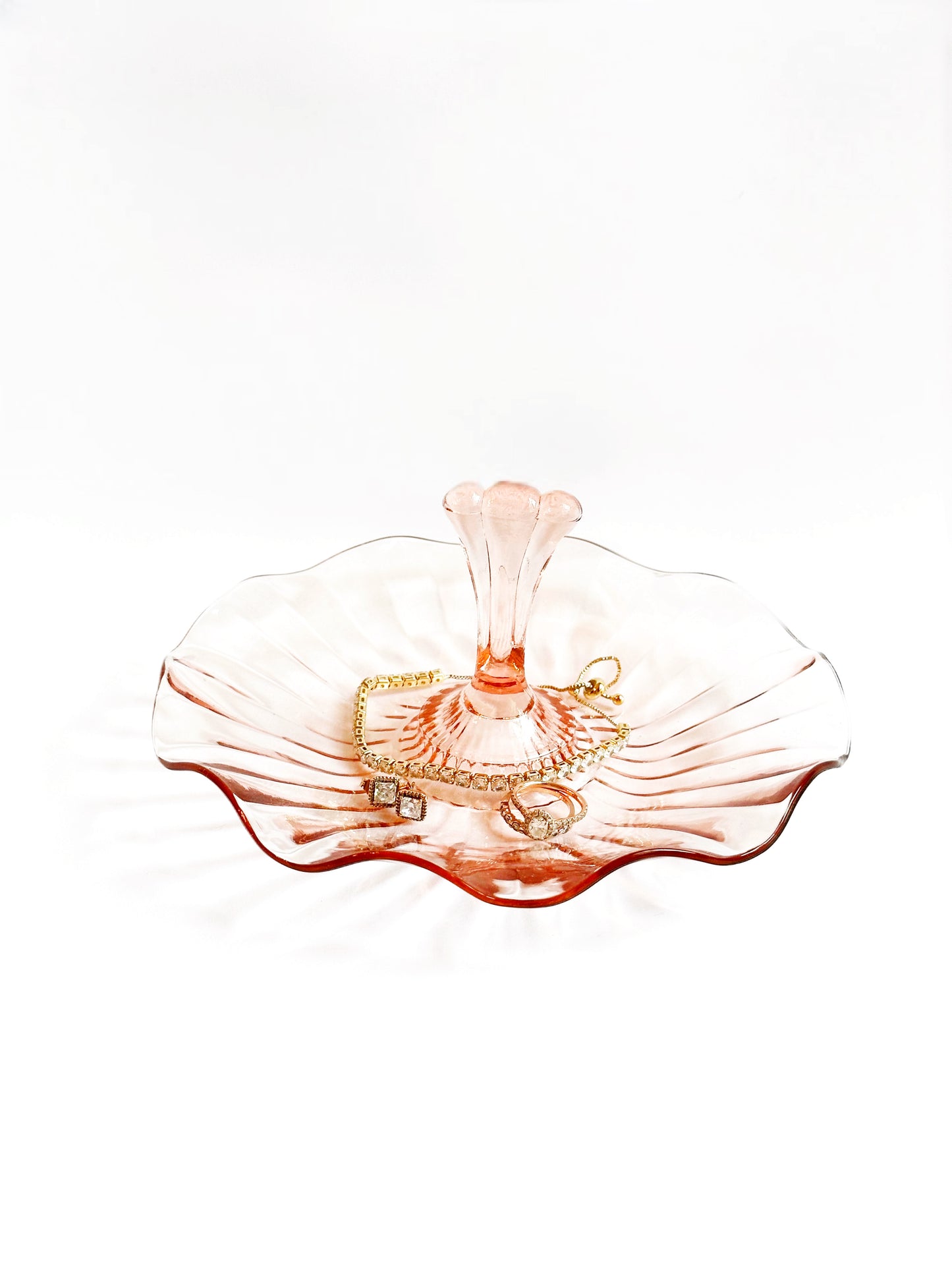Pink Glass Jewelry Dish