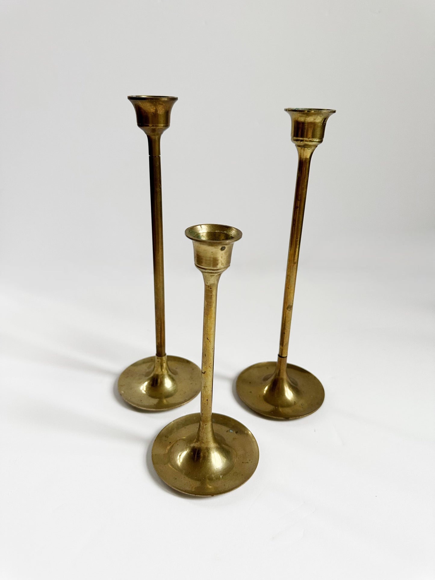3 Piece Brass Candlestick Set