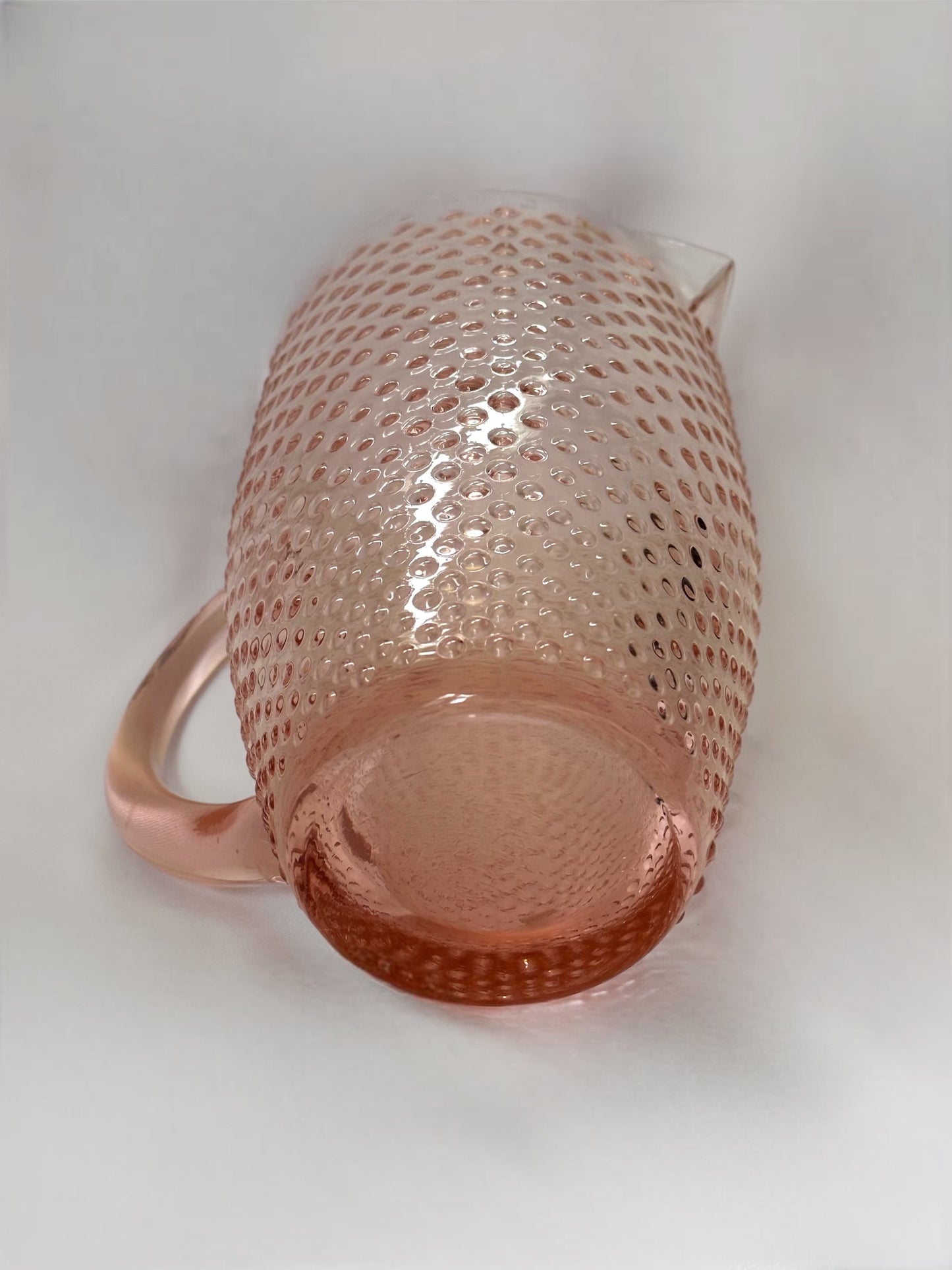 Pink Hobnail Glass Pitcher