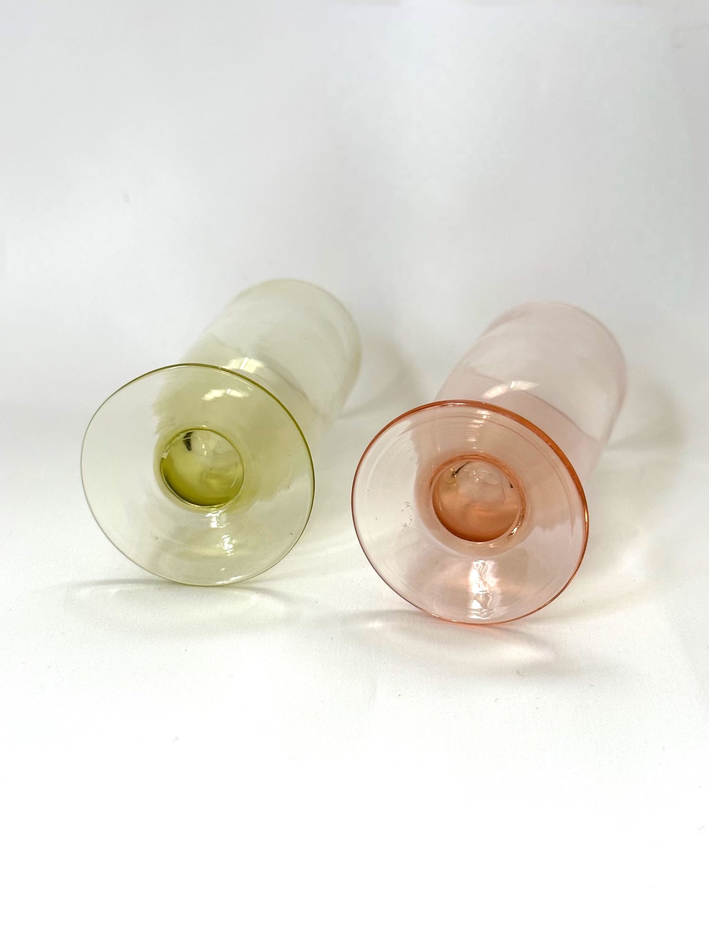 Green & Pink Depression Shot Glasses