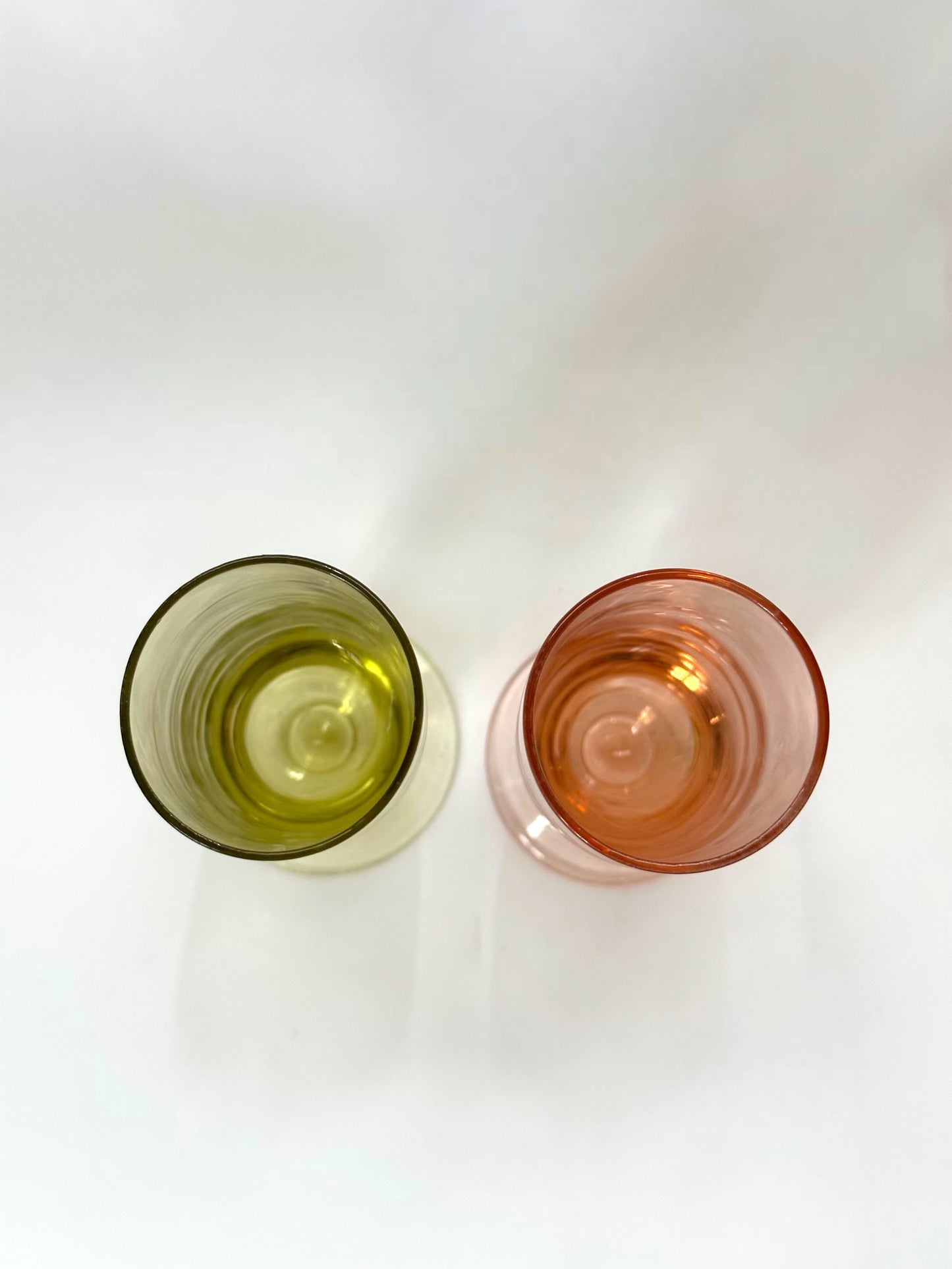 Green & Pink Depression Shot Glasses