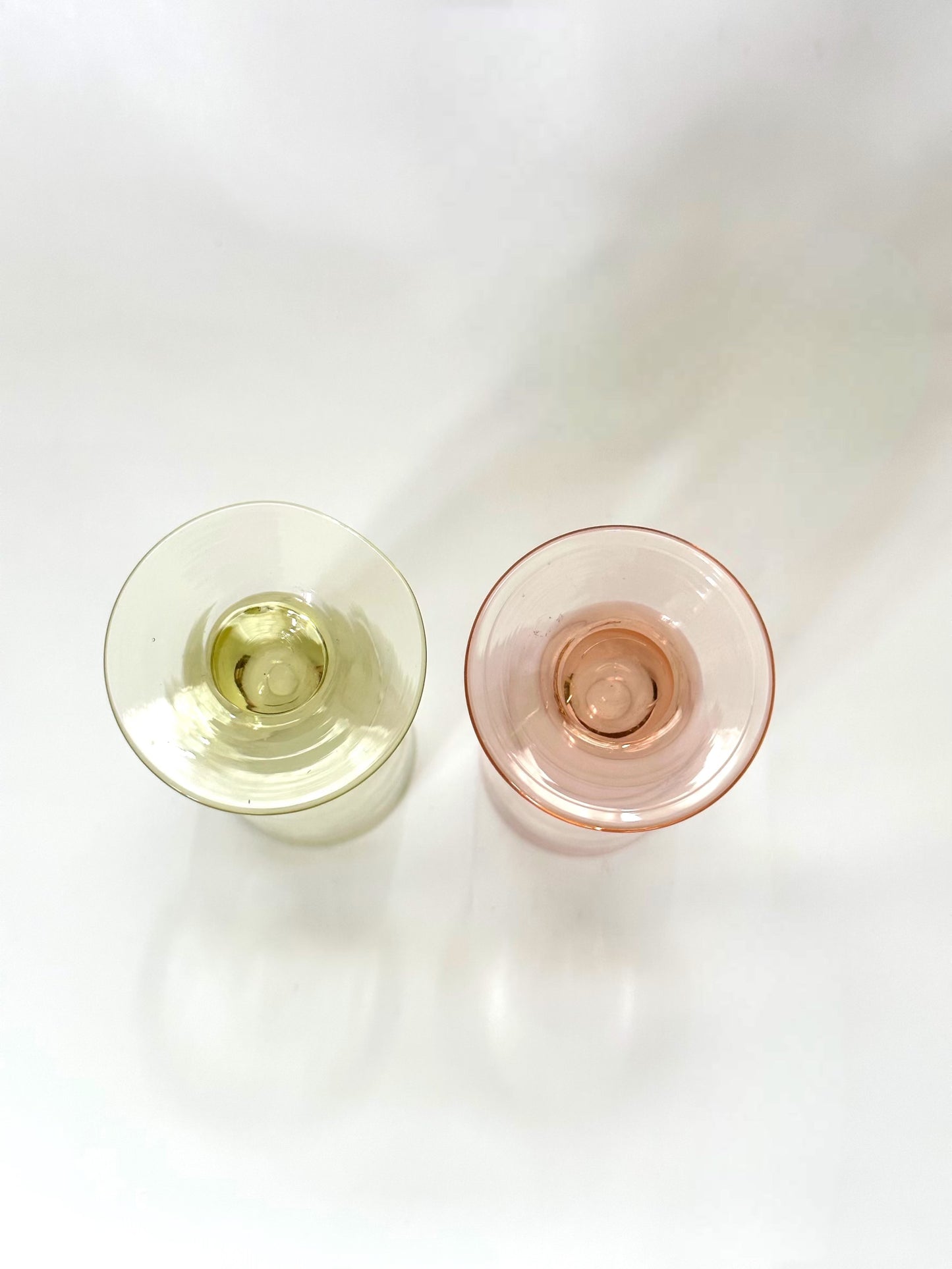 Green & Pink Depression Shot Glasses