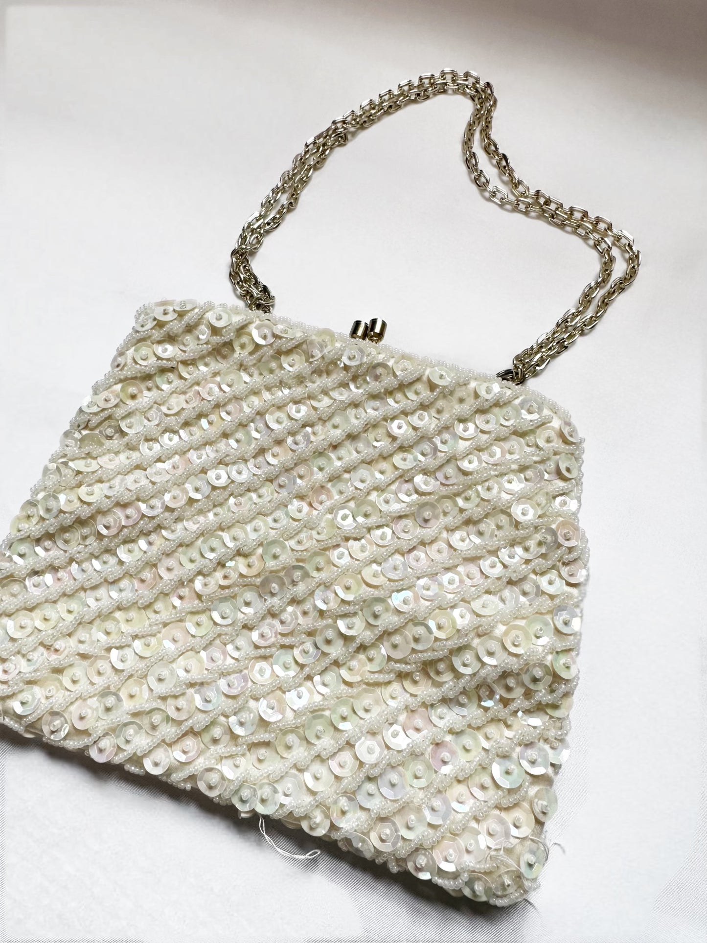 White Sequin Vintage Purse