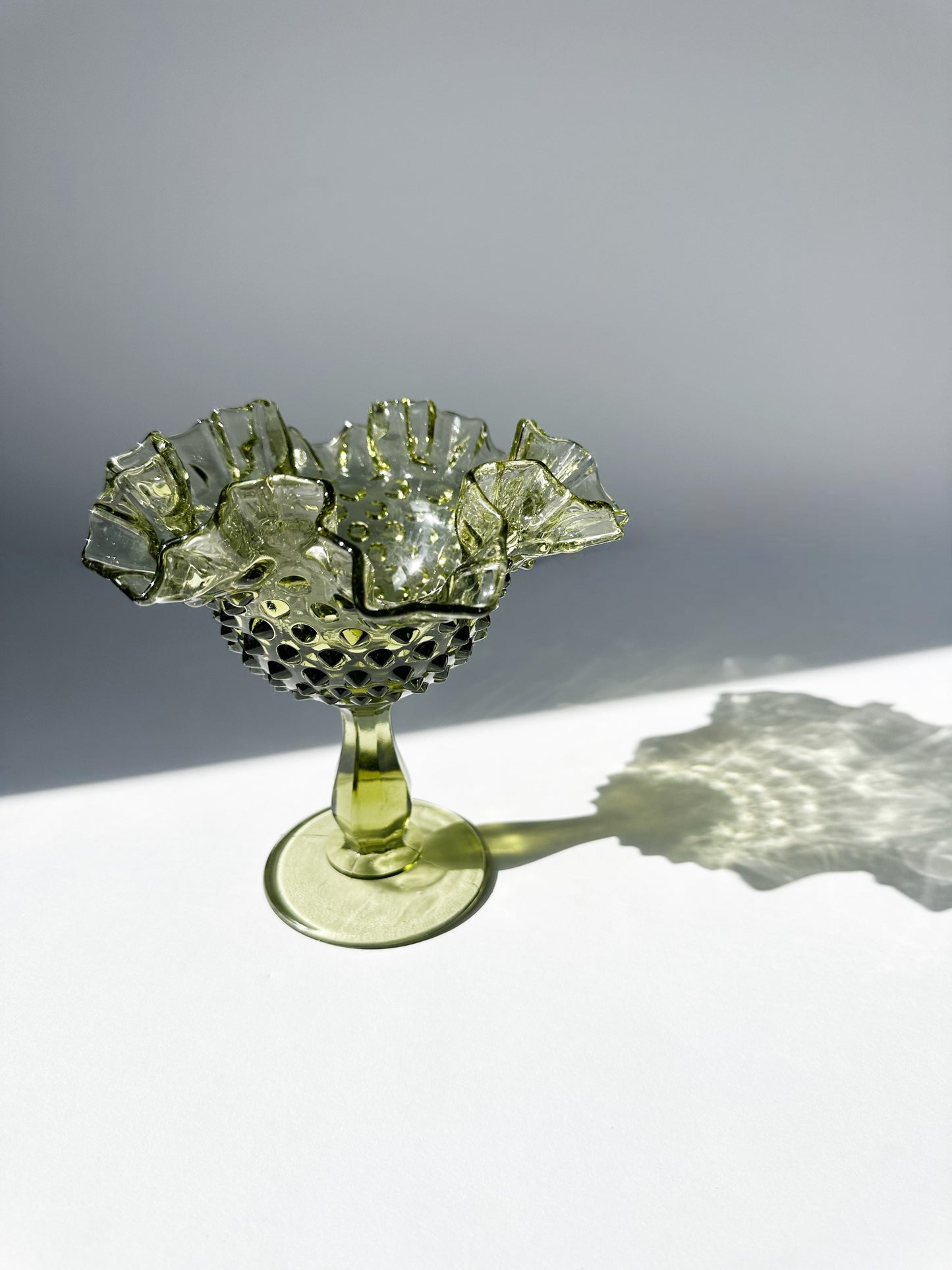 Green Hobnail Glass Sculpture