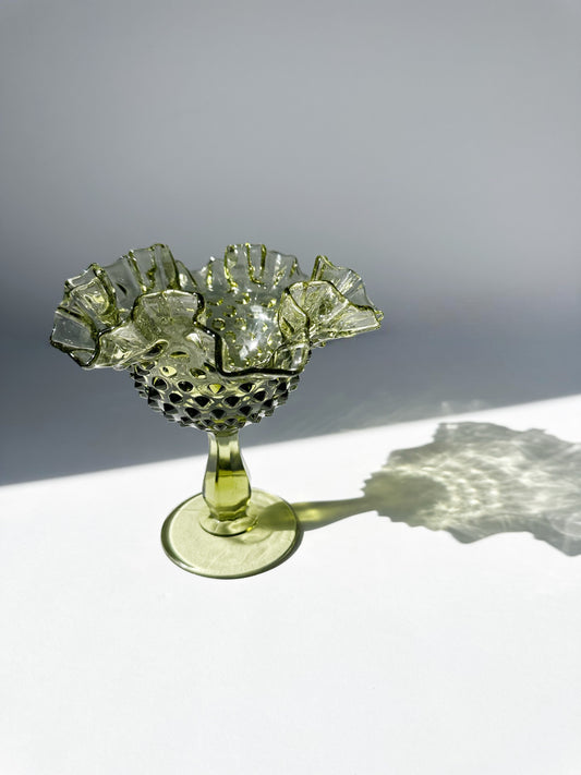 Green Hobnail Glass Sculpture