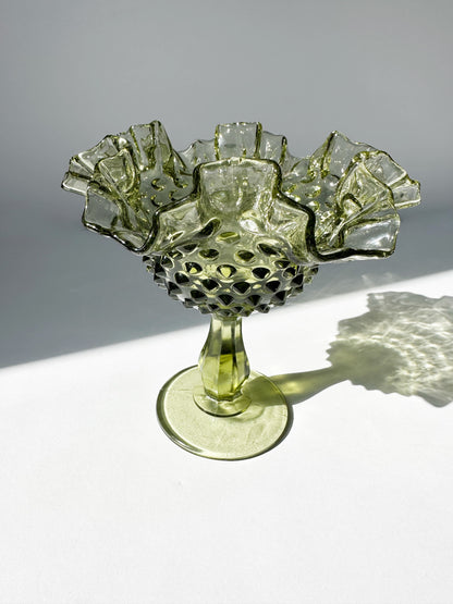 Green Hobnail Glass Sculpture