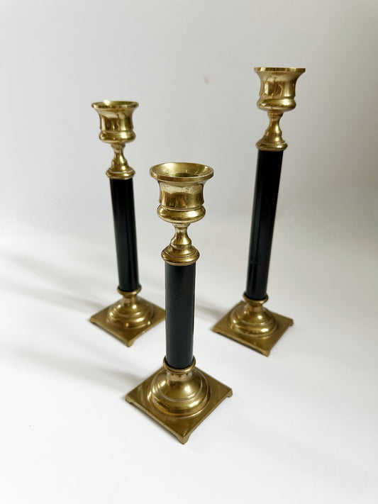 Black & Brass Candleholder Set