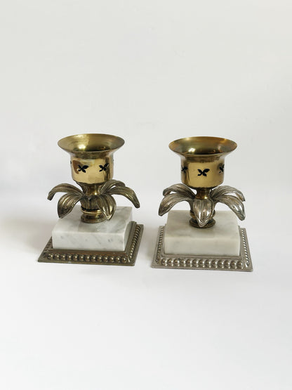 Brass & Onyx Candle Holders