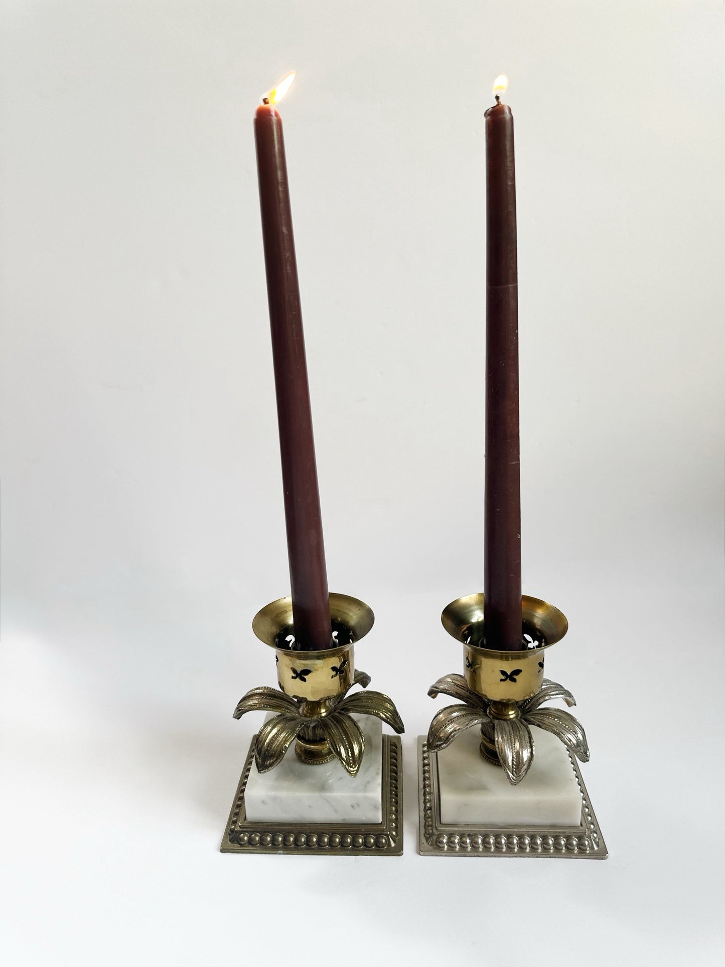 Brass & Onyx Candle Holders