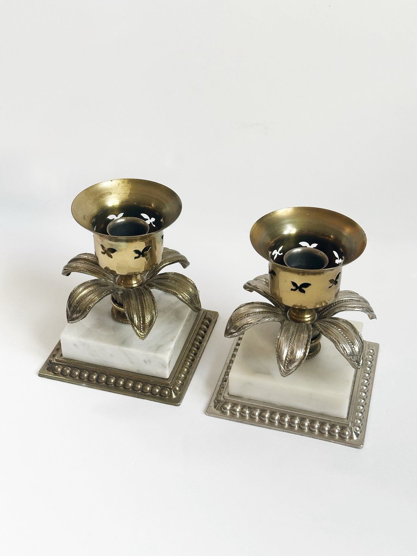 Brass & Onyx Candle Holders