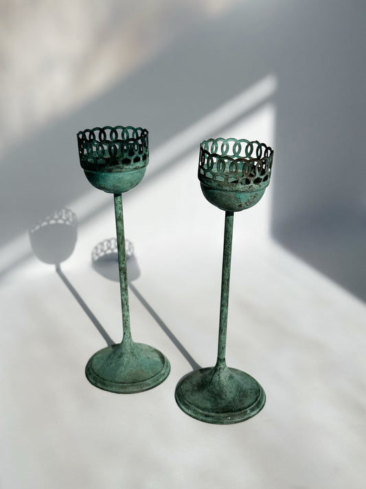 Teal Candleholders