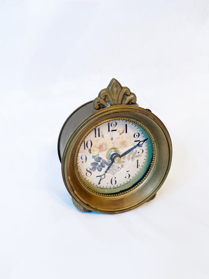 Floral Brass Clock