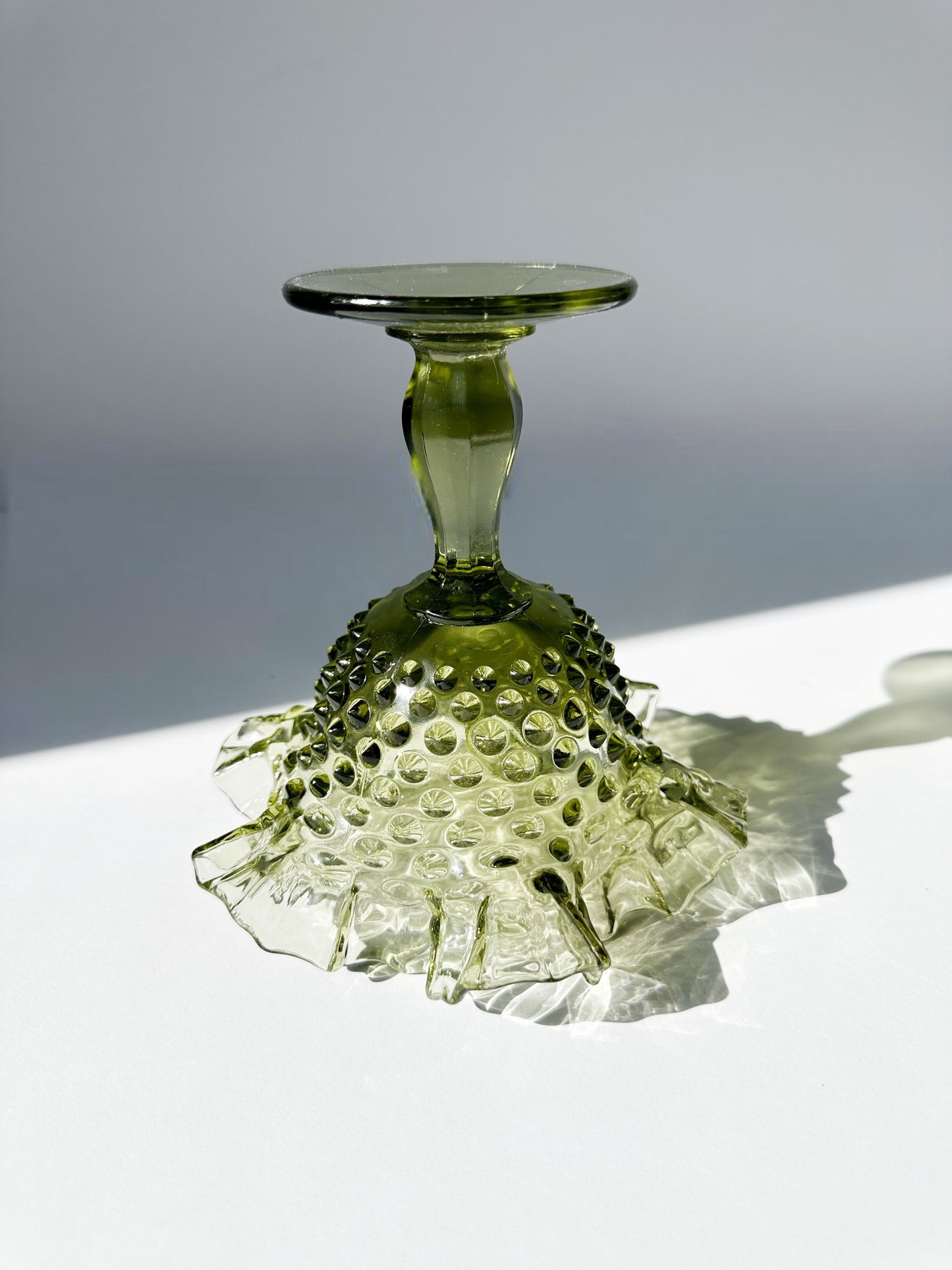 Green Hobnail Glass Sculpture