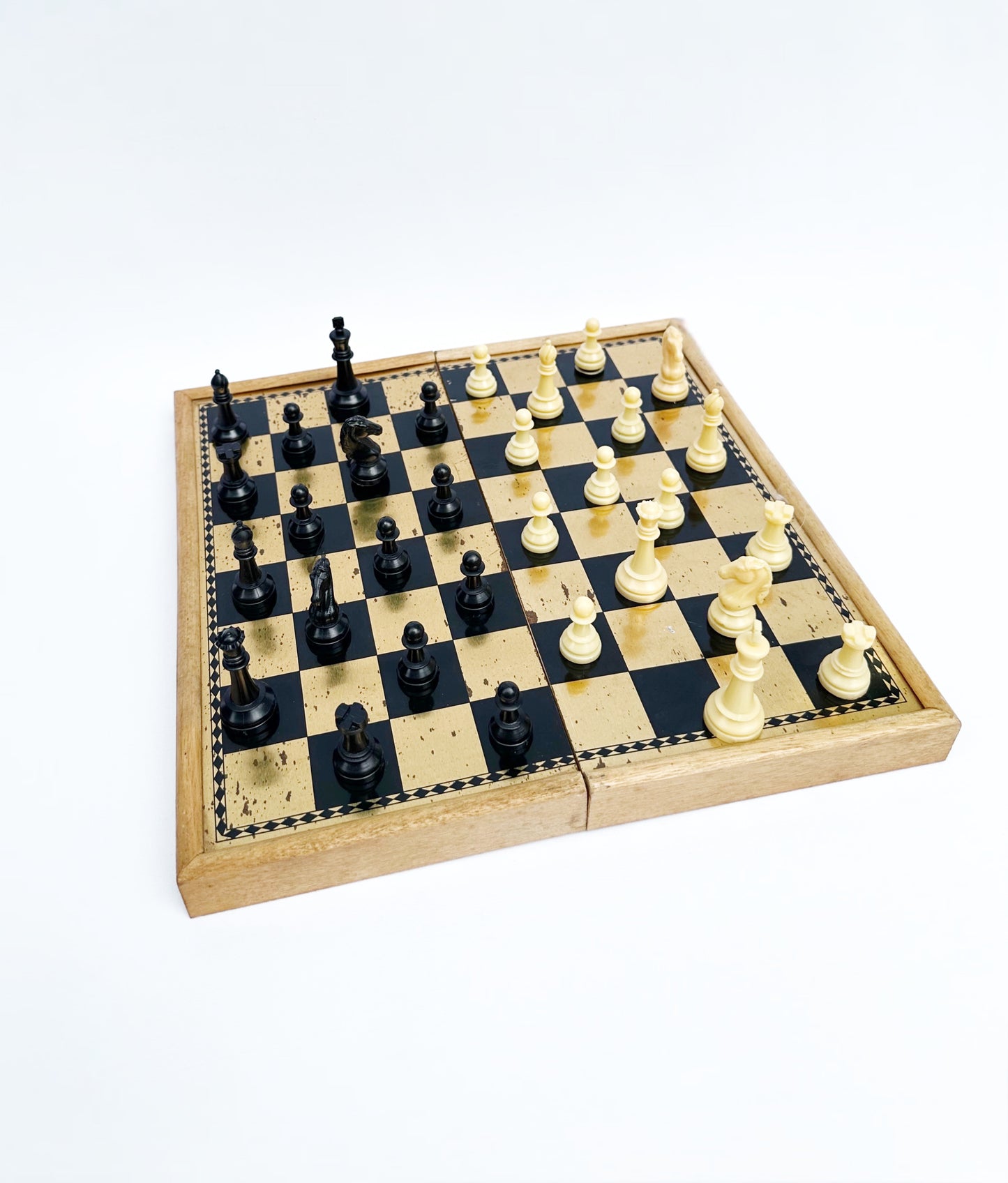 Vintage Portable Chess Board Set