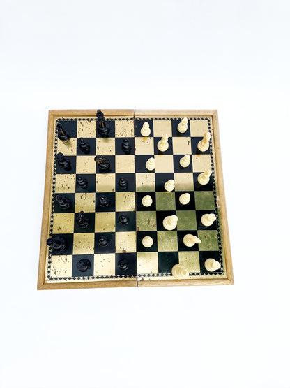 Vintage Portable Chess Board Set