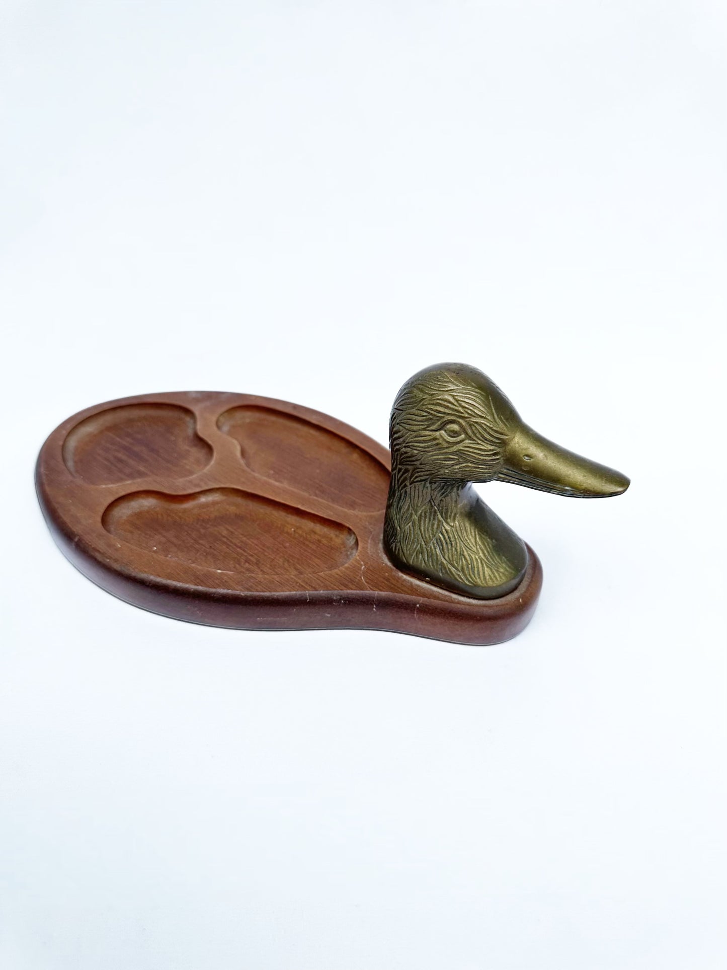 Wooden Brass Duck Tray