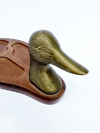 Wooden Brass Duck Tray